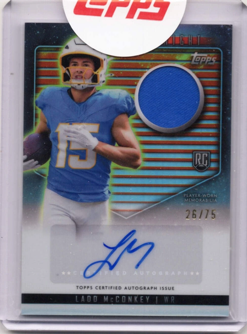 2024 Topps Midnight Ladd McConkey RJALMC Rookie Jersey Dusk Auto /75 Rookie Card