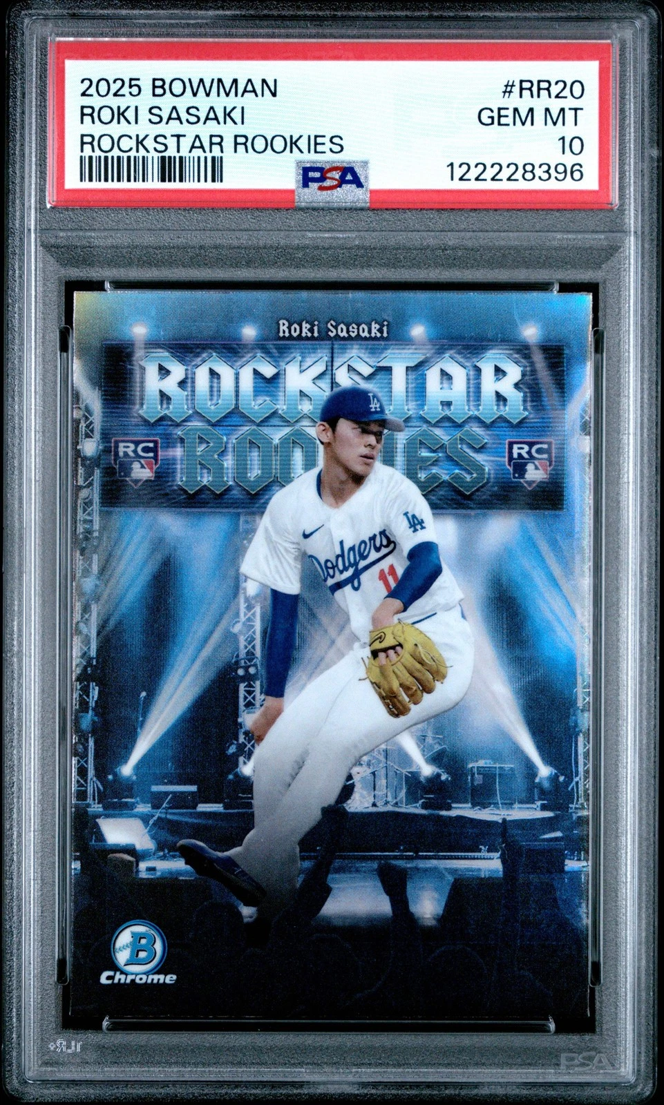Graded 2025 Bowman Roki Sasaki #RR20 Rockstar Rookies RC Baseball Card PSA 10