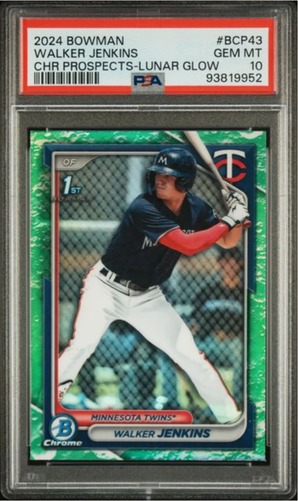 Graded 2024 Bowman Walker Jenkins #BCP43 Lunar Glow RC Baseball Card PSA 10