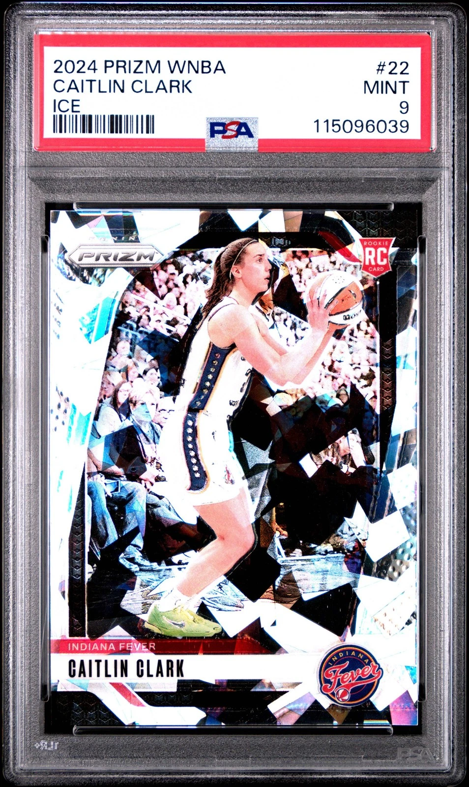 Graded 2024 Panini Prizm Caitlin Clark #22 Ice Rookie RC Basketball Card PSA 9