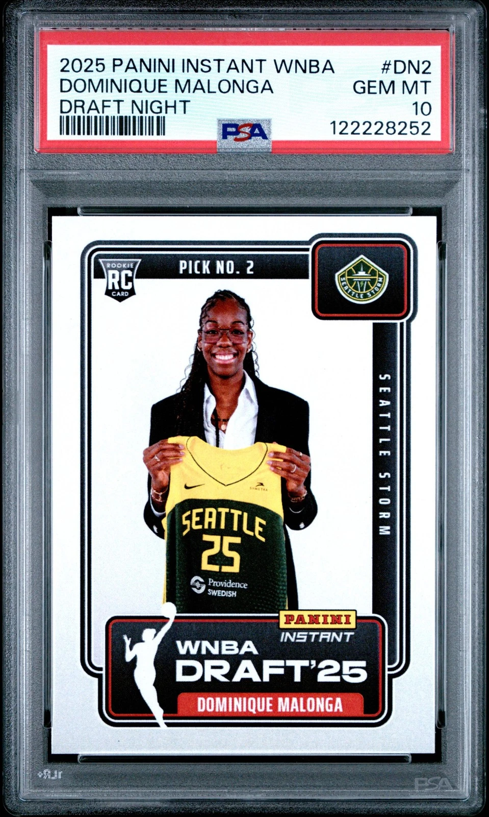 Graded 2025 Panini Instant Dominque Malonga #DN2 Night RC Basketball Card PSA 10