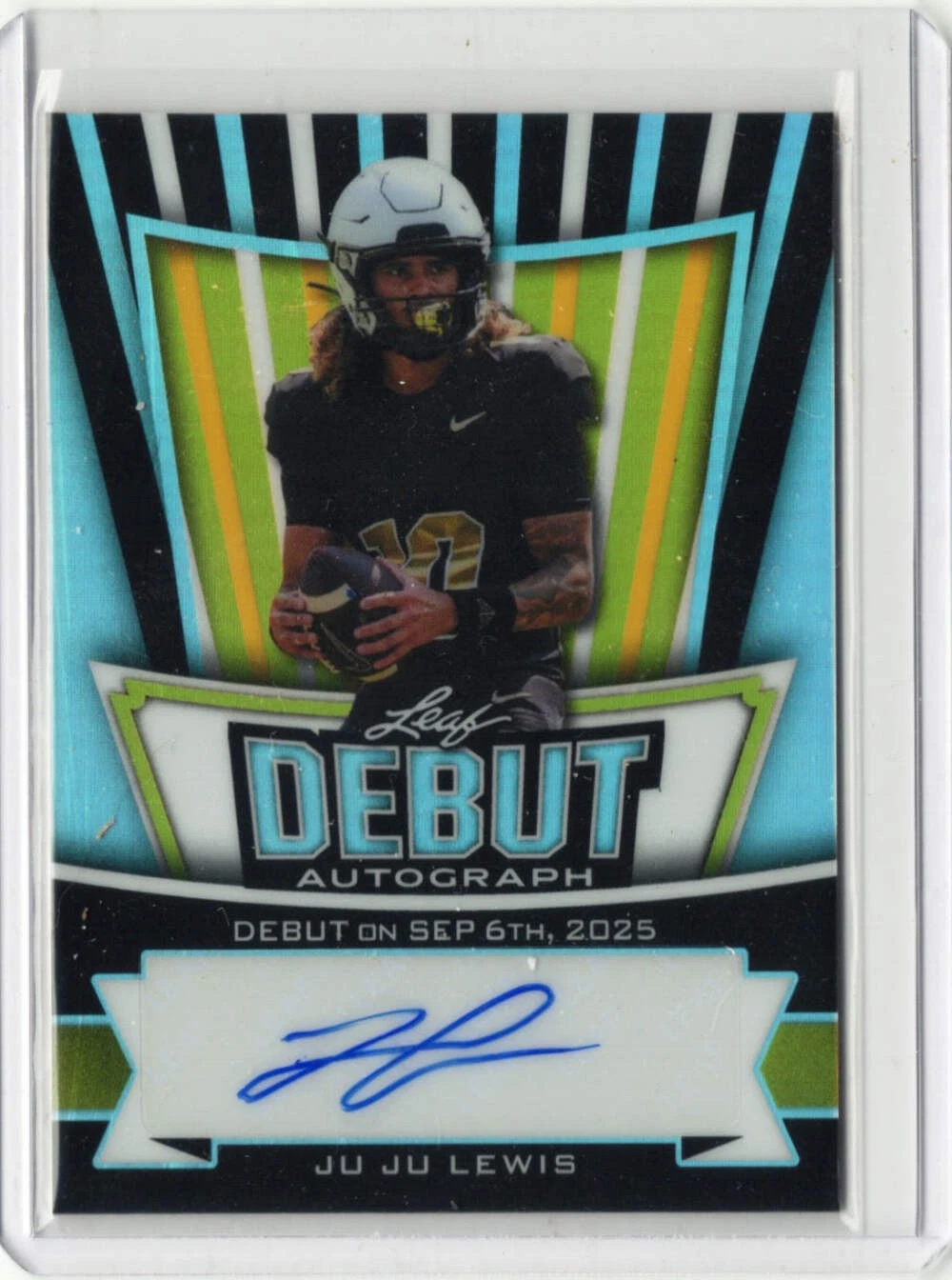 2025 Leaf Metal JuJu Lewis #DAJL1 Debut Auto /11 Rookie RC Football Card