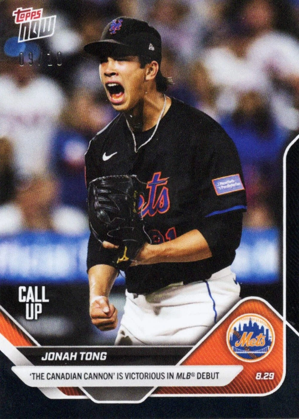 2025 Topps Now Jonah Tong #628 Black Foil /10 New York Mets Rookie Baseball Card