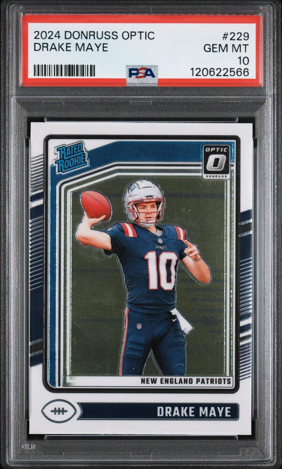 Graded 2024 Panini Donruss Optic Drake Maye #229 Rookie RC Football Card PSA 10