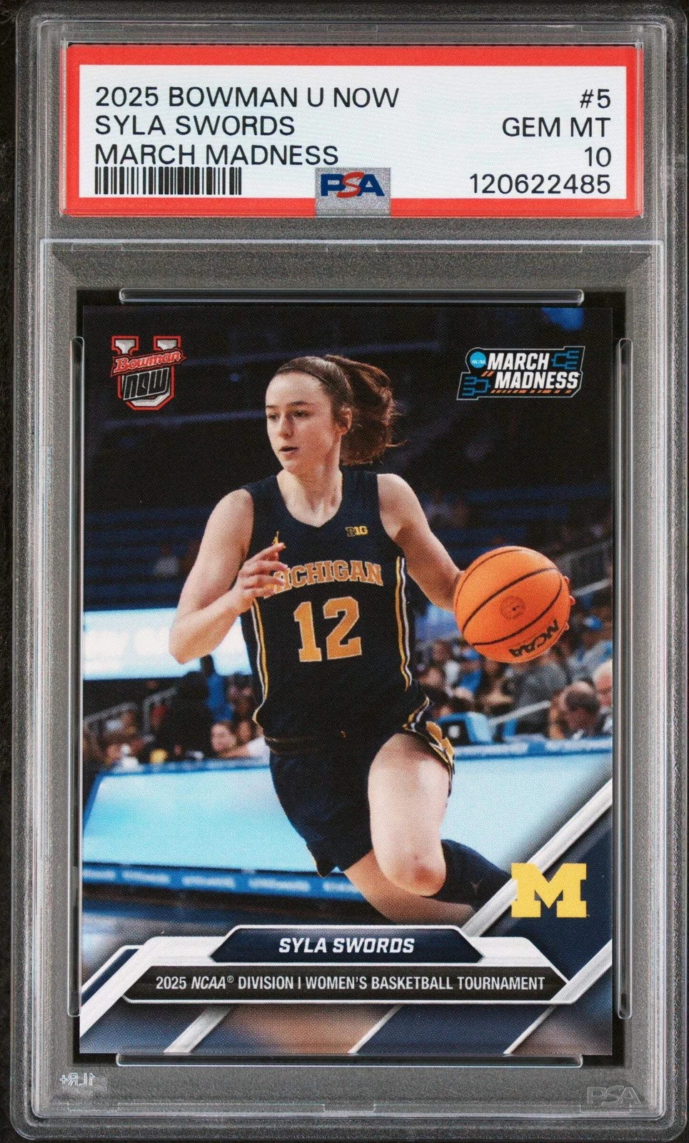 Graded 2025 Bowman U Now Syla Swords #5 March Madness RC Basketball Card PSA 10