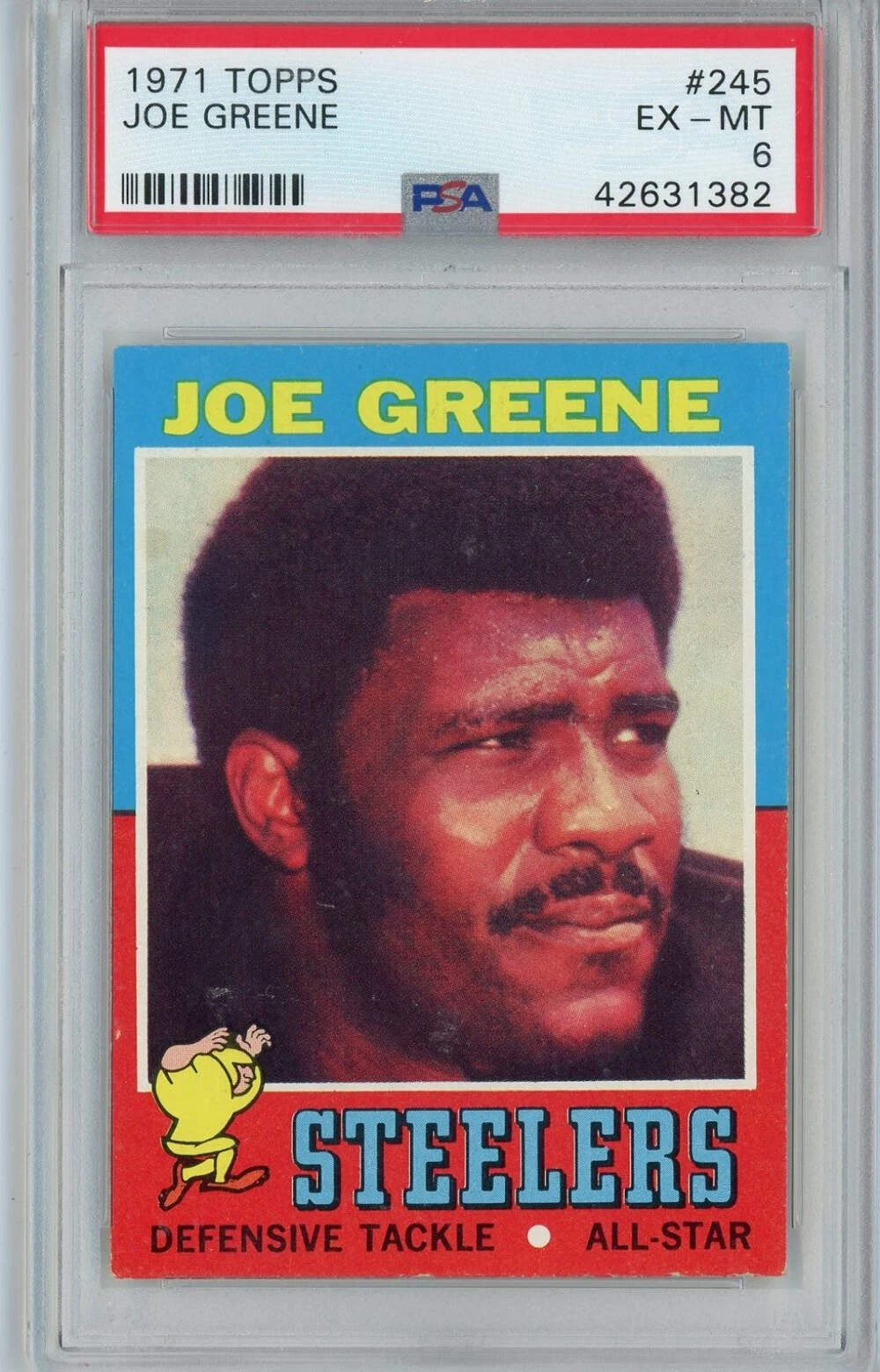 Graded 1971 Topps Joe Greene #245 Rookie RC Football Card PSA 6 EX-MT