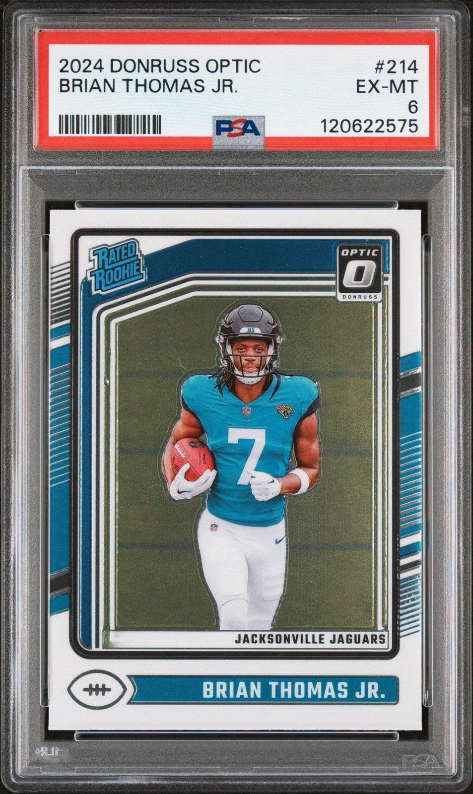 Graded 2024 Panini Donruss Optic Brian Thomas Jr. #214 RC Football Card PSA 6