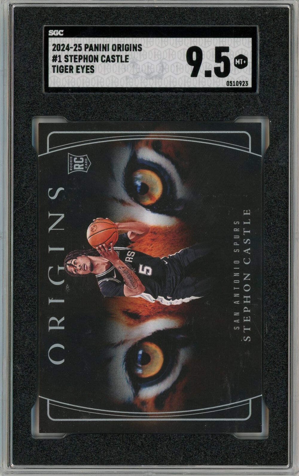 Graded 2024 Origins Stephon Castle #1 Tiger Eyes Case Hit Rookie Card SGC 9.5