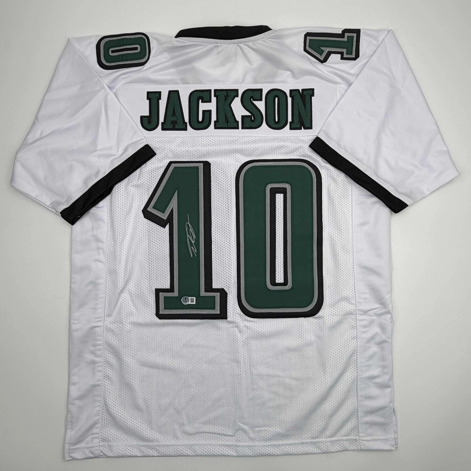 Autographed/Signed DeSean Jackson Philadelphia White Football Jersey Beckett BAS