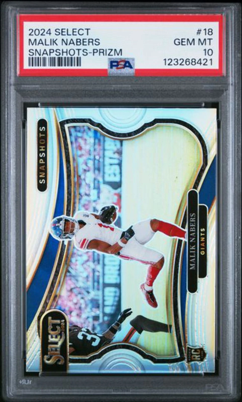 Graded 2024 Panini Select Malik Nabers #18 Snapshots Prizm Rookie RC Card PSA 10