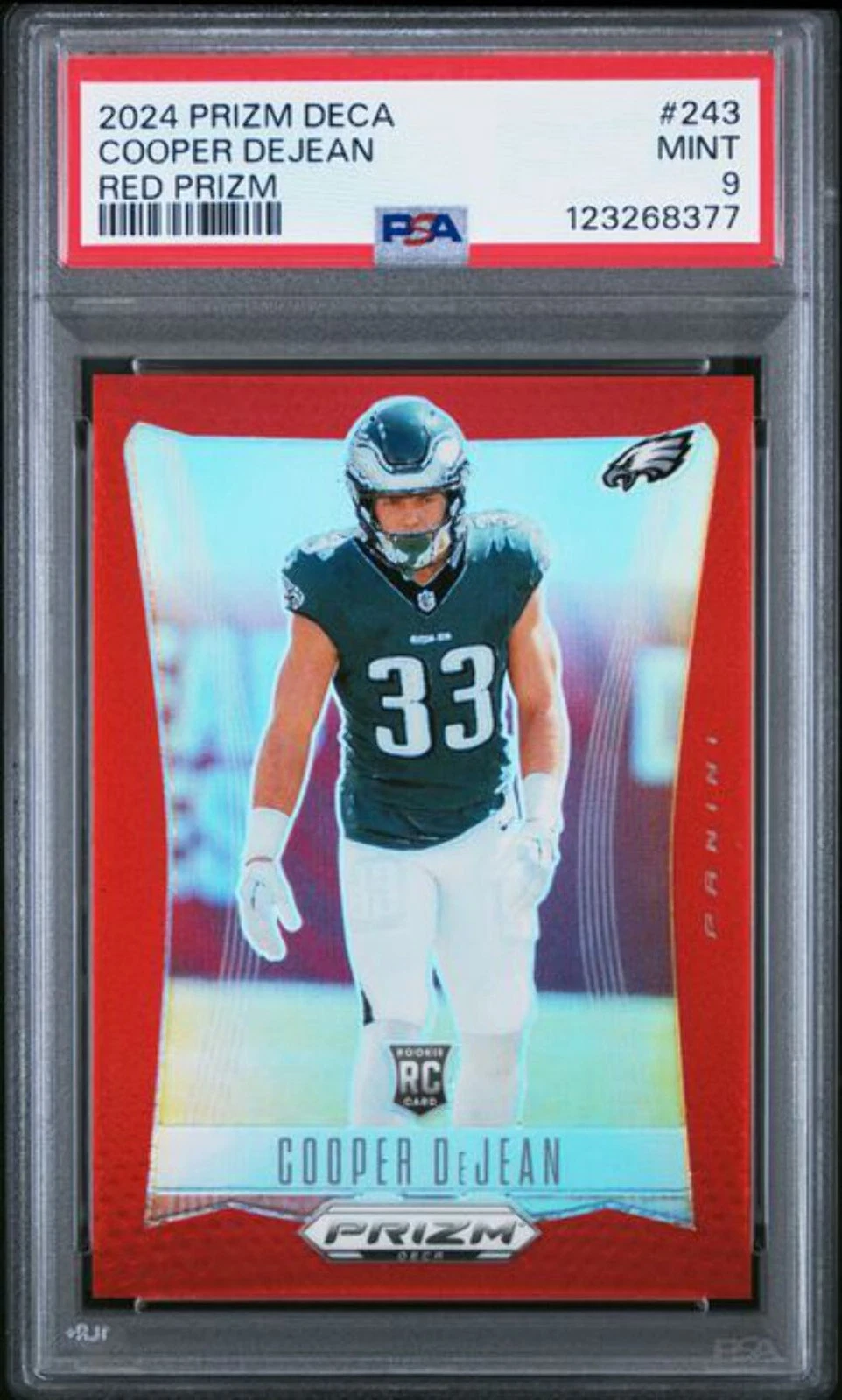 Graded 2024 Panini Prizm Deca Cooper DeJean #243 /199 Rookie RC Card PSA 9