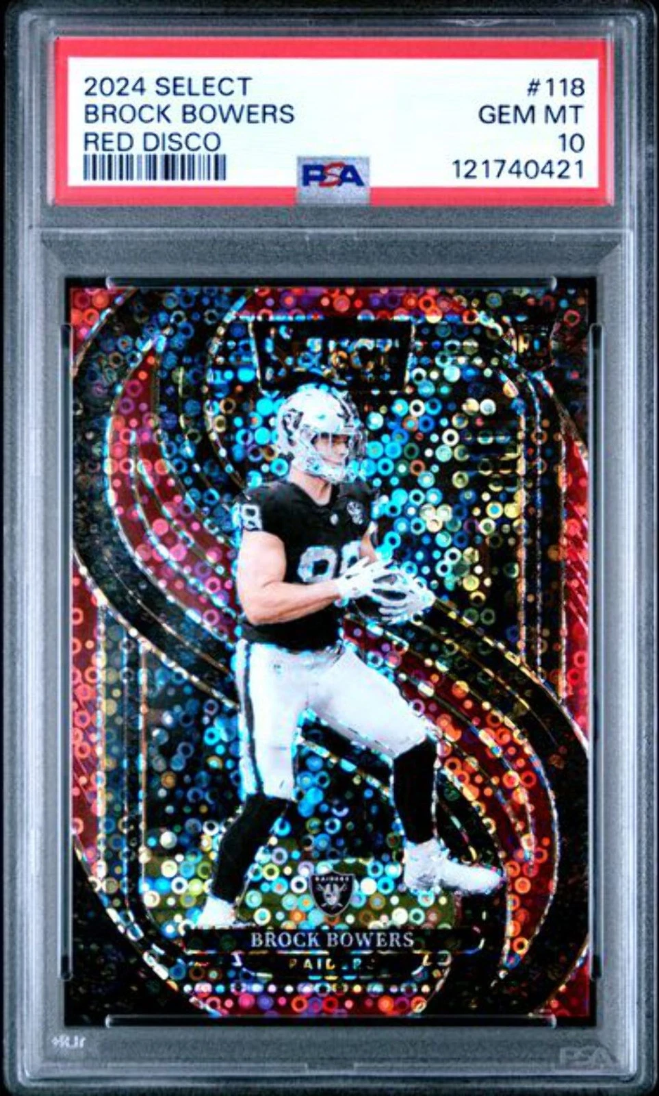 Graded 2024 Panini Select Brock Bowers #118 /49 Red Disco Rookie RC Card PSA 10