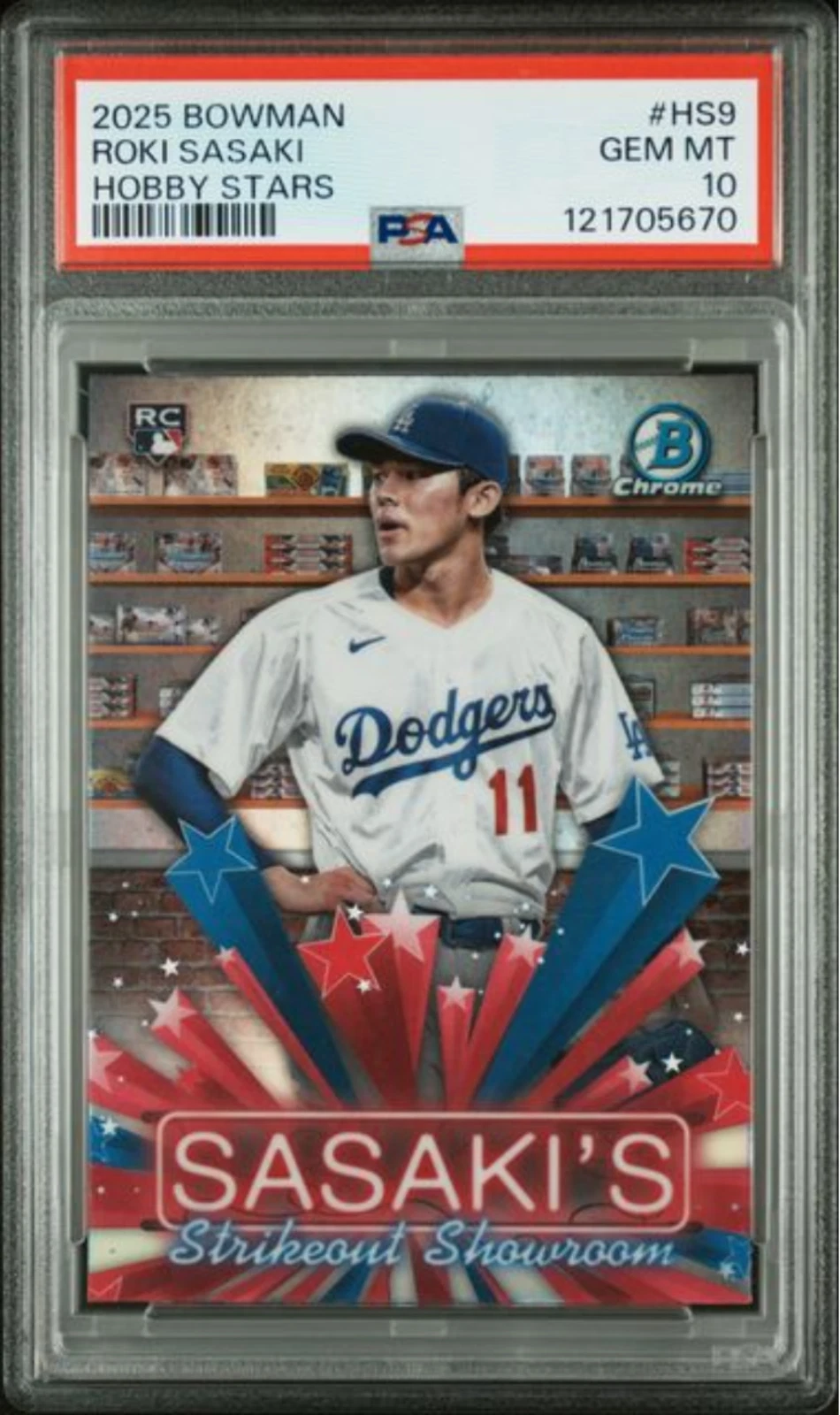 Graded 2025 Topps Bowman Roki Sasaki #HS9 Hobby Stars Rookie RC Card PSA 10 Mint