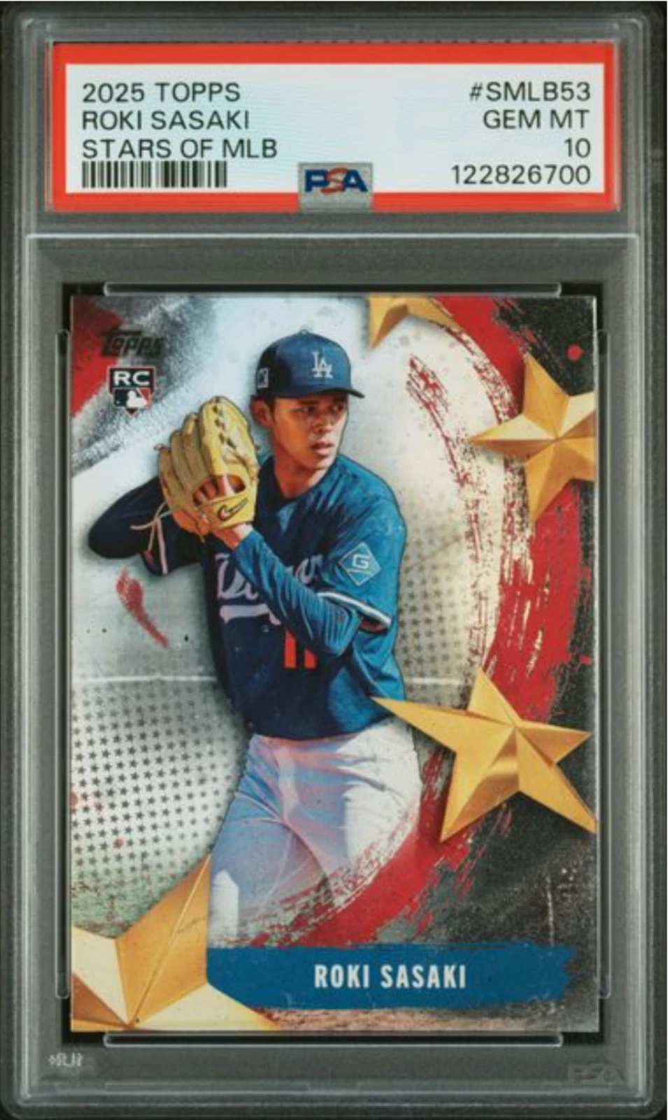 Graded 2025 Topps Roki Sasaki #SMLB53 Stars of MLB Rookie RC Card PSA 10 Mint