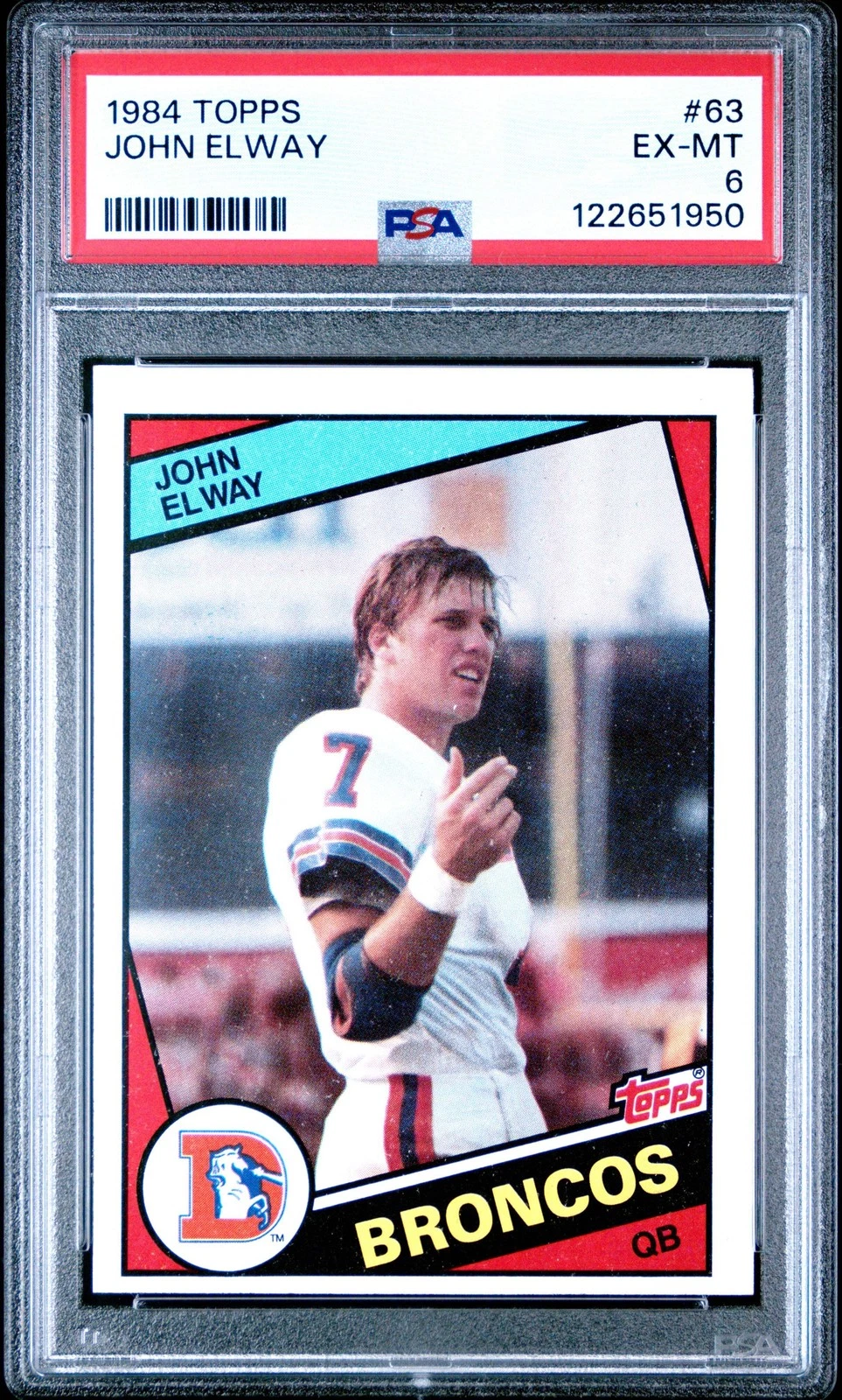 Graded 1984 Topps John Elway #63 Rookie RC Football Card PSA 6 Excellent