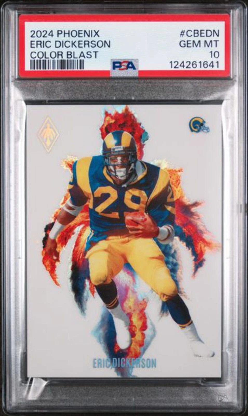 Graded 2024 Phoenix Eric Dickerson #CBEDN Color Blast Football Card PSA 10