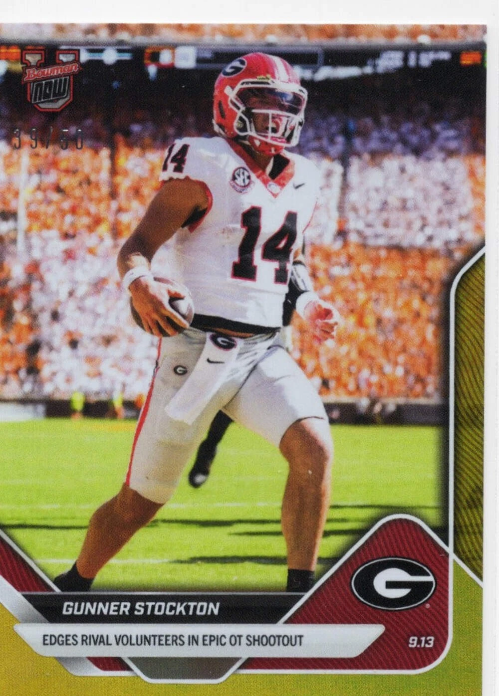 2025 Topps Bowman U Now Gunner Stockton #12 Gold Foil /50 Georgia Rookie RC Card