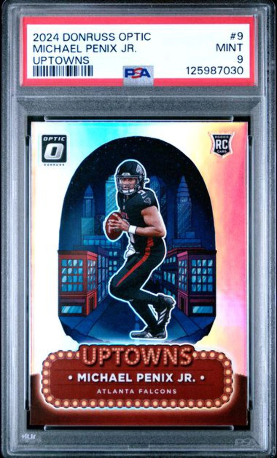 Graded 2024 Donruss Optic Michael Penix Jr #9 Uptowns RC Football Card PSA 9