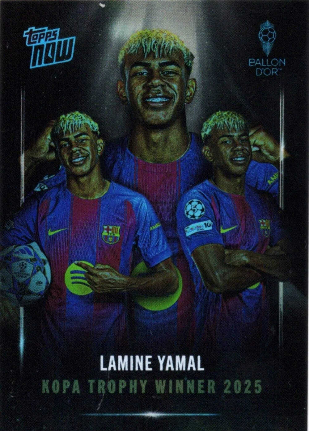 2025 Topps Now Lamine Yamal #006 Image Variation Kopa Trophy Winner Soccer Card