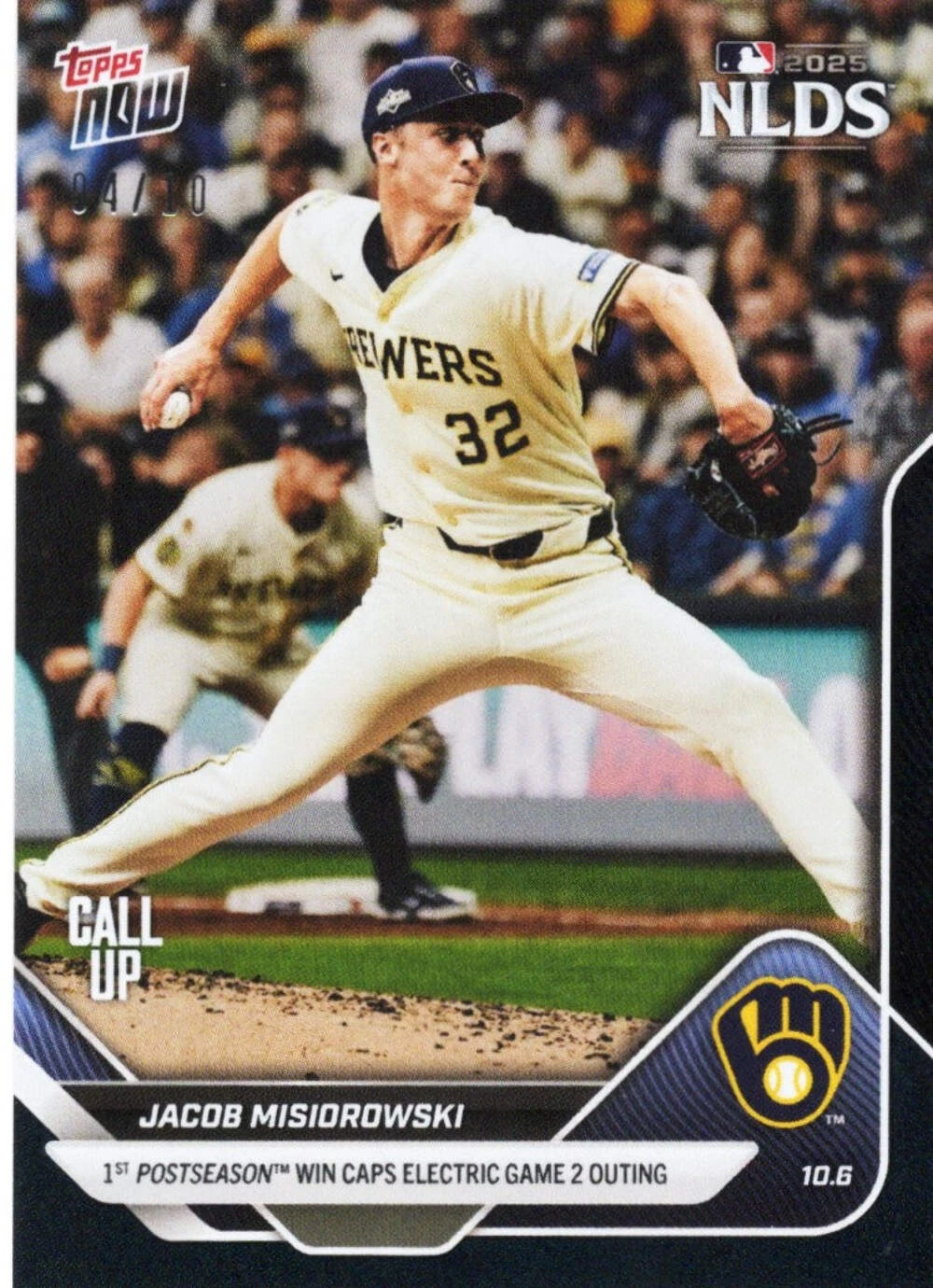 2025 Topps Now Jacob Misiorowski #833 Black Foil /10 Rookie RC Baseball Card