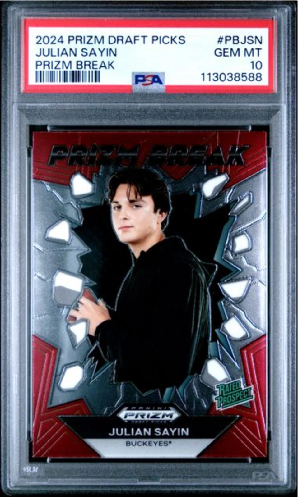 Graded 2024 Panini Prizm DP Julian Sayin #PBJSN Prizm Break Rookie Card PSA 10