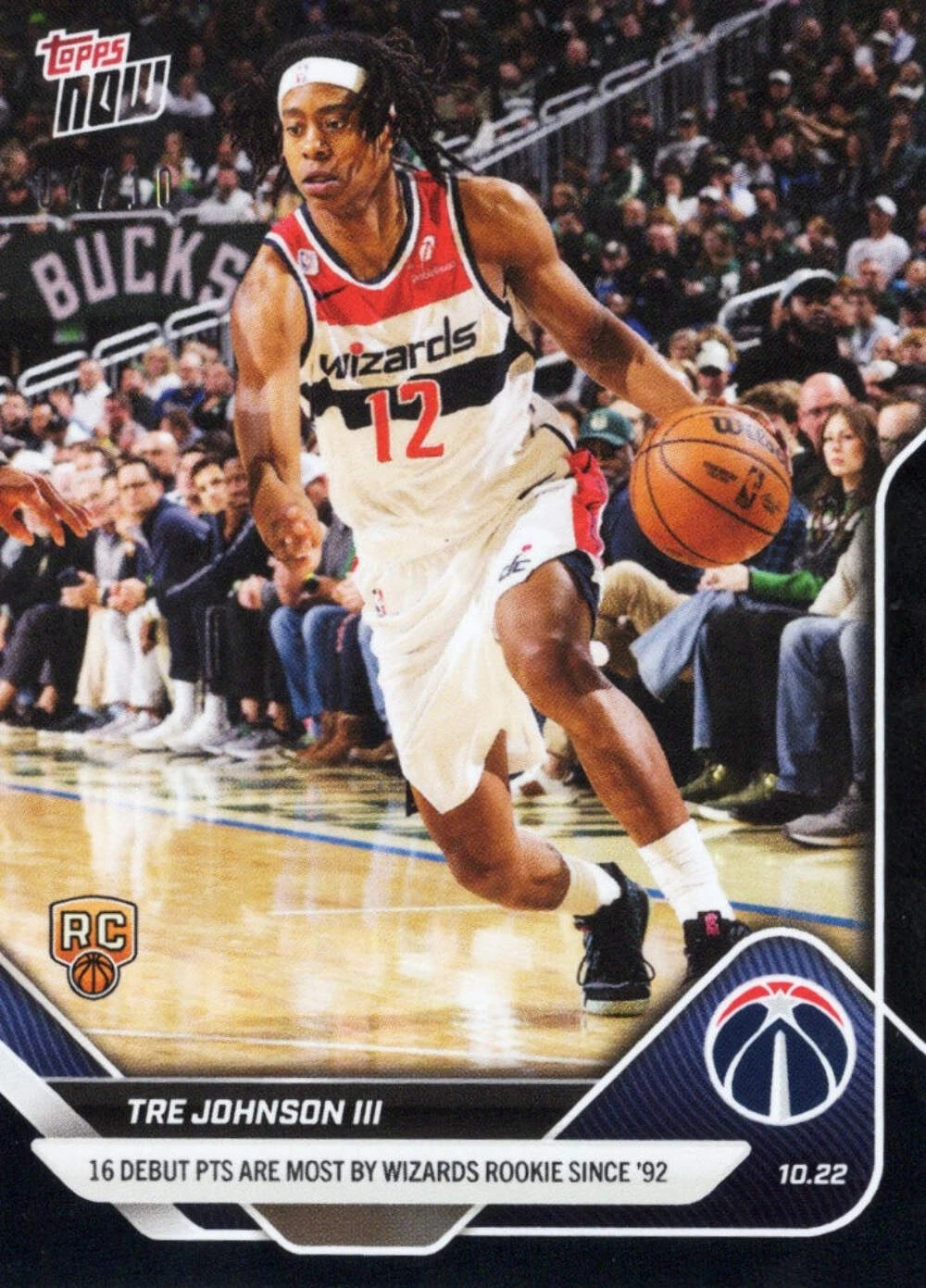 2025 Topps Now Tre Johnson #14 Black Foil /10 Washington Wizards Rookie RC Card