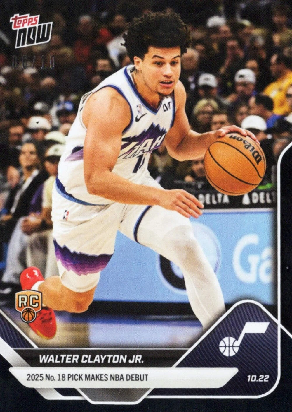 2025 Topps Now Walter Clayton Jr #16 Black Foil /10 Utah Jazz Rookie RC Card