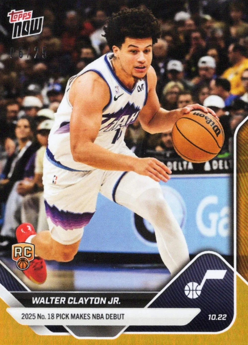 2025 Topps Now Walter Clayton Jr #16 Orange Foil /25 Utah Jazz Rookie RC Card