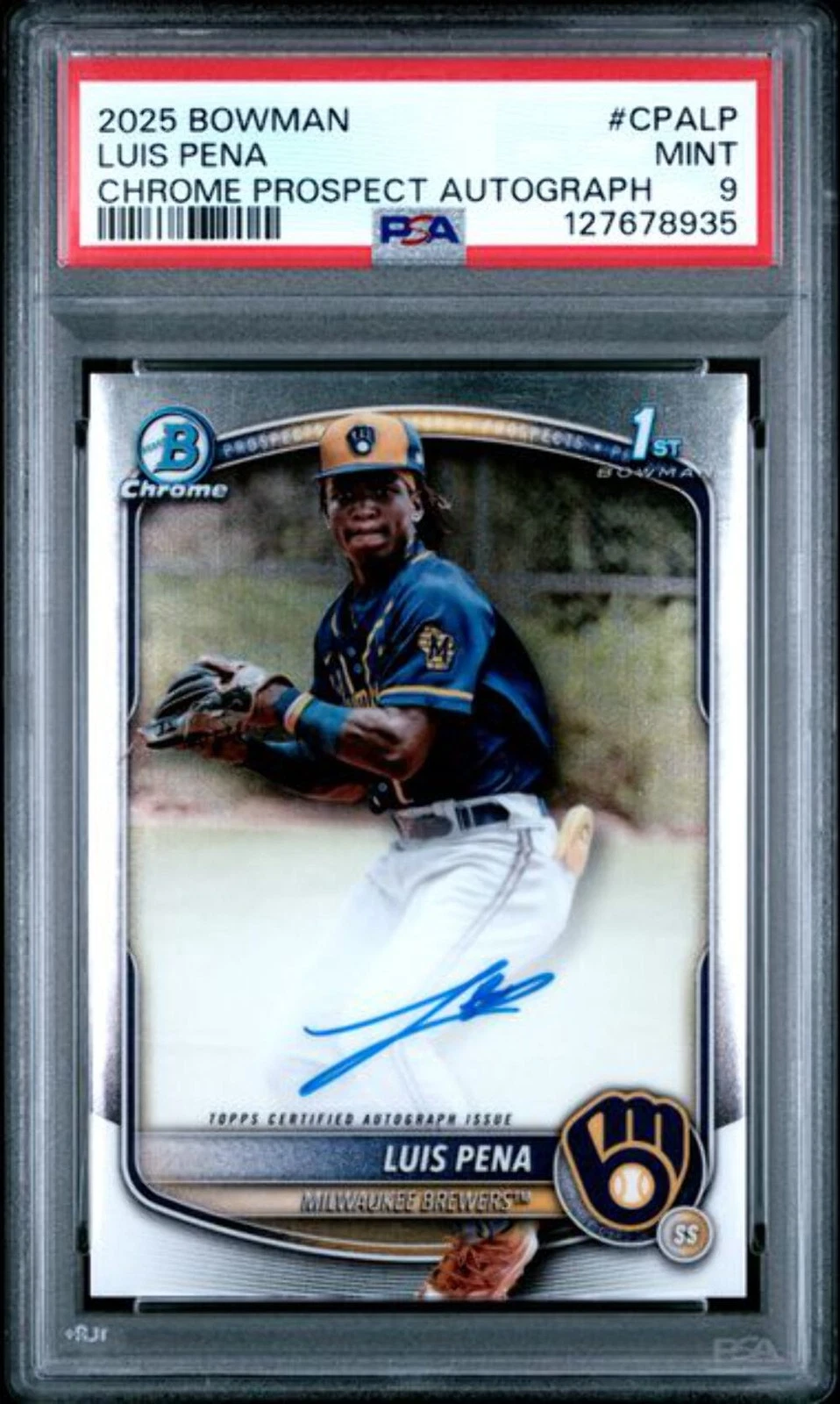 Graded 2025 Topps Bowman Luis Pena #CPALP Chrome Prospects Autograph RC  PSA 9