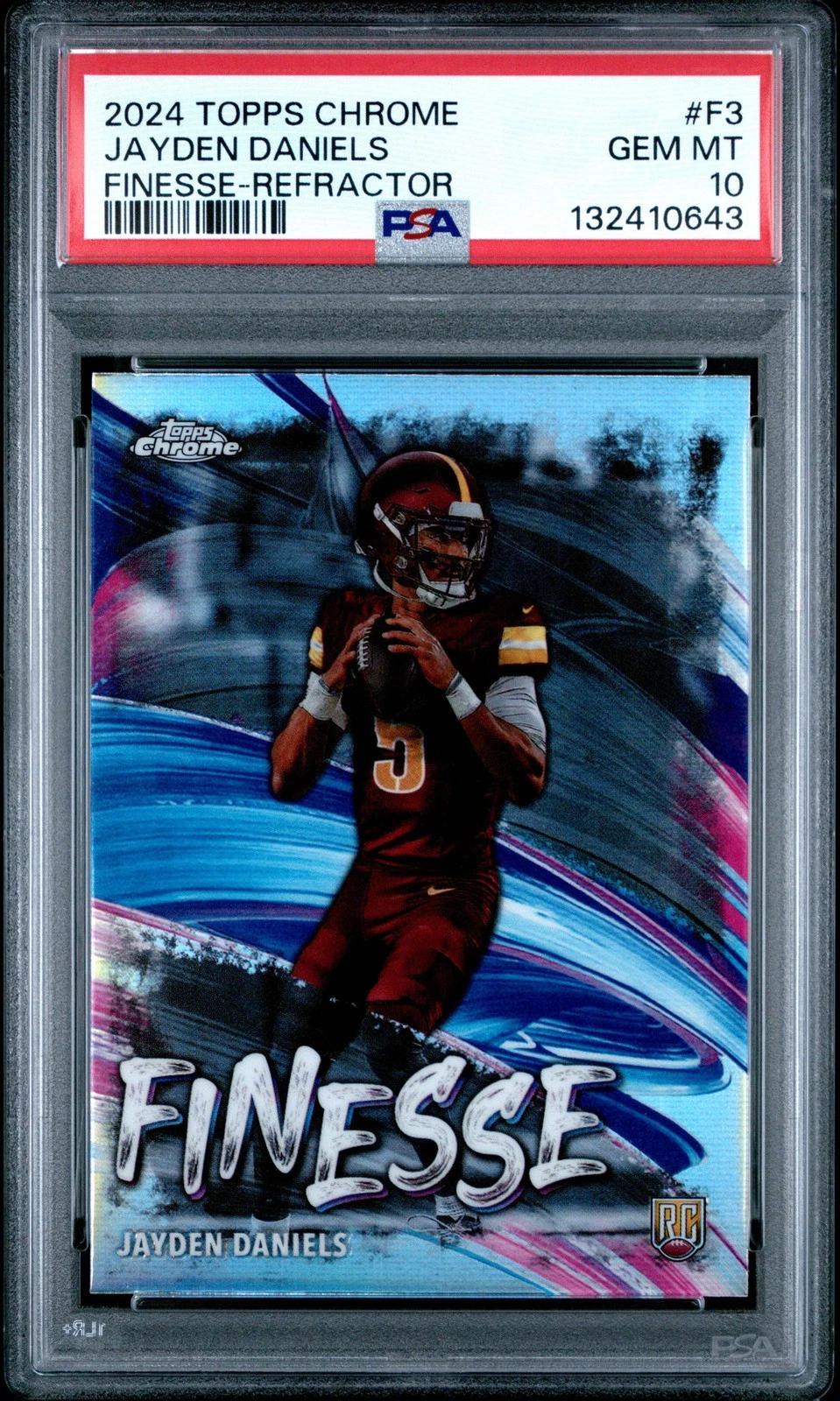 Graded 2024 Topps Chrome Jayden Daniels #F3 Finesse Refractor Rookie Card PSA 10