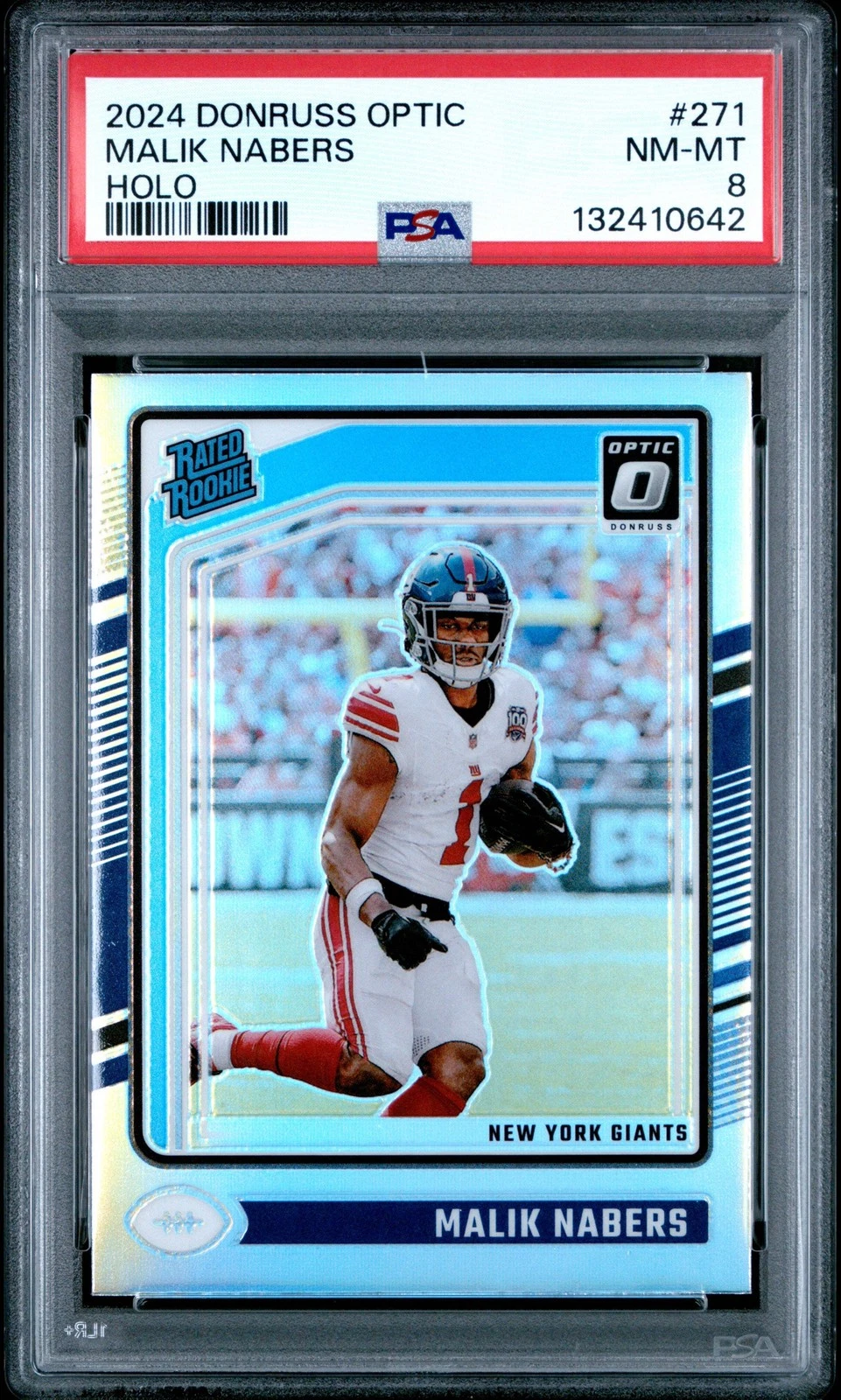 Graded 2024 Panini Donruss Optic Malik Nabers #271 Holo Rookie RC Card PSA 8 NM