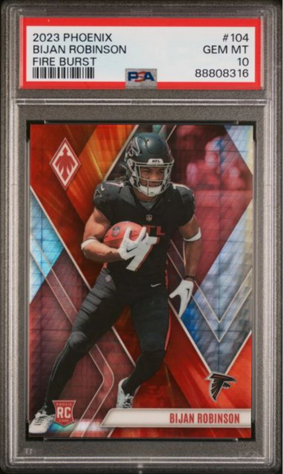 Graded 2023 Panini Phoenix Bijan Robinson 104 Fire Burst /340 Rookie Card PSA 10