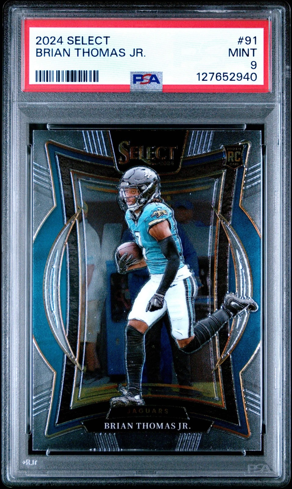 Graded 2024 Panini Select Brian Thomas Jr. #91 Rookie Football Card PSA 9 Mint