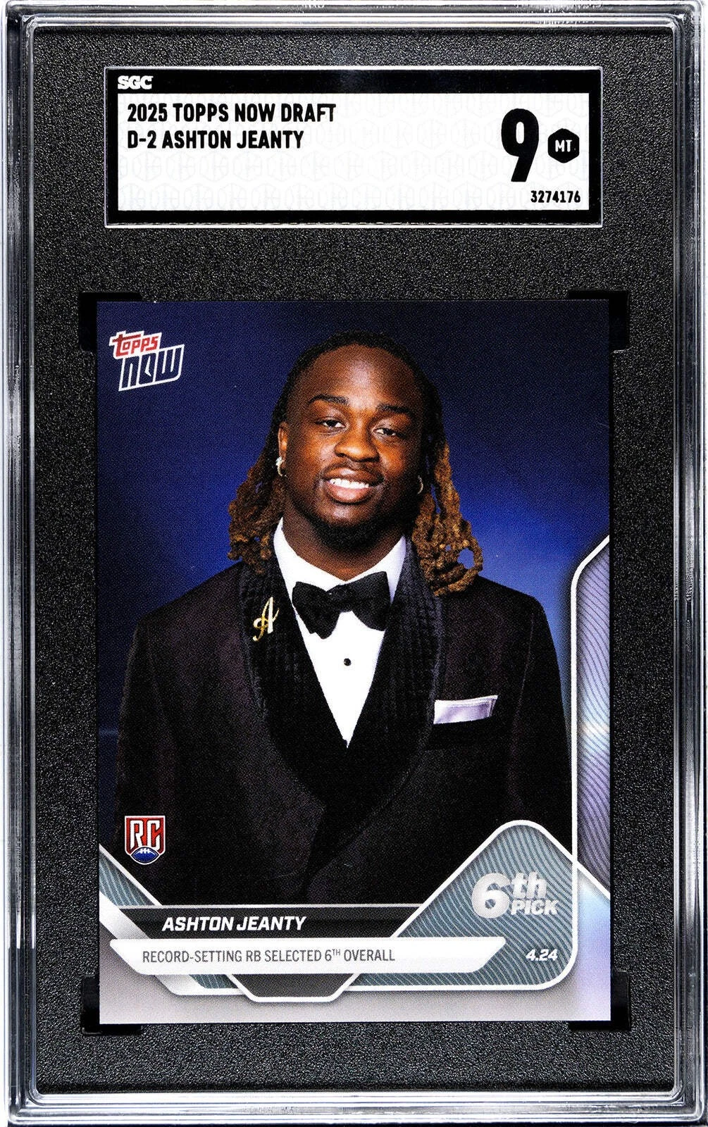 Graded 2025 Topps Now Ashton Jeanty #D2 Rookie RC Football Card SGC 9 Mint