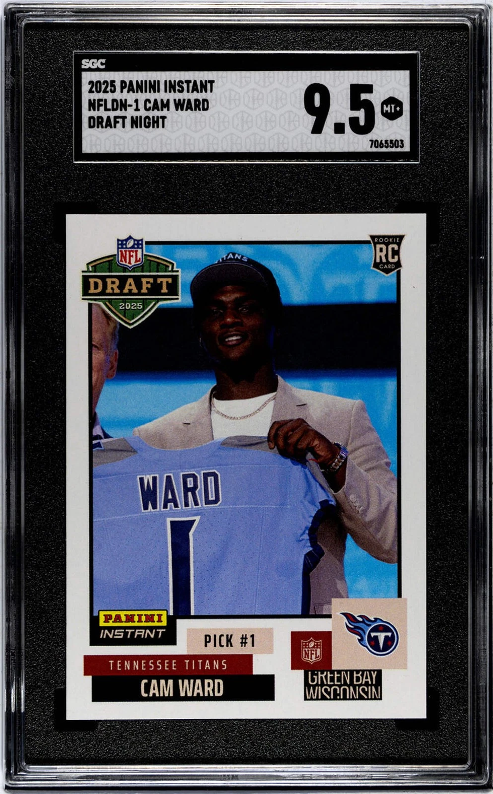 Graded 2025 Panini Instant Cam Ward #NFLDN1 NFL Draft Night Rookie Card SGC 9.5