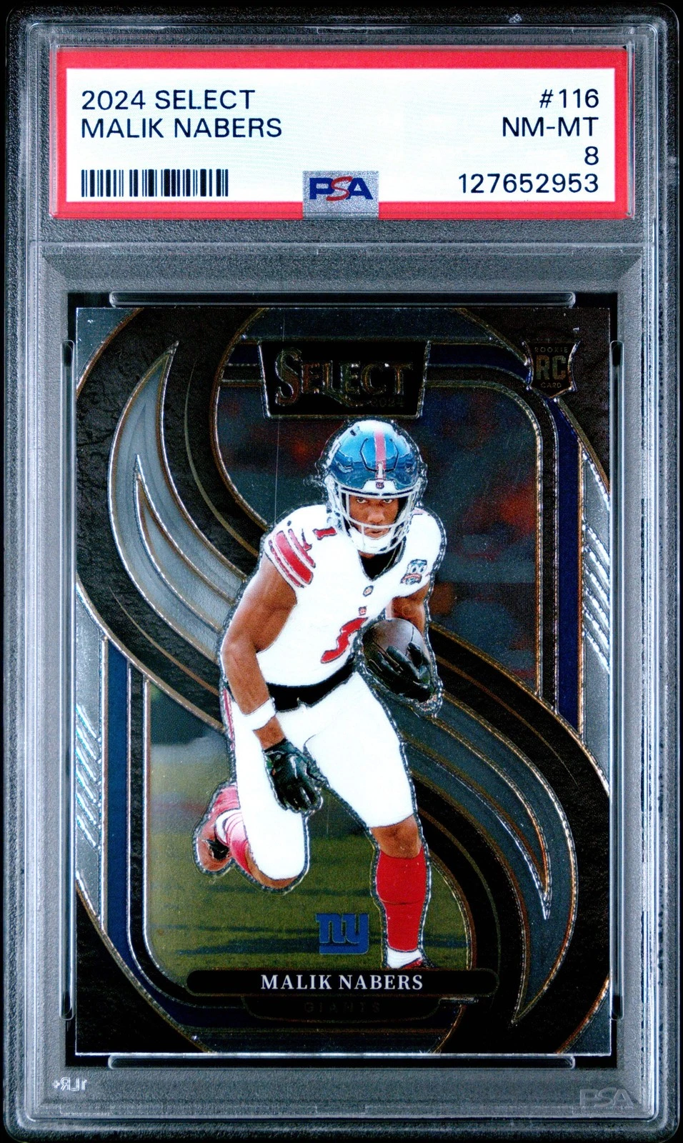 Graded 2024 Panini Select Malik Nabers #116 Rookie RC Football Card PSA 8 NM