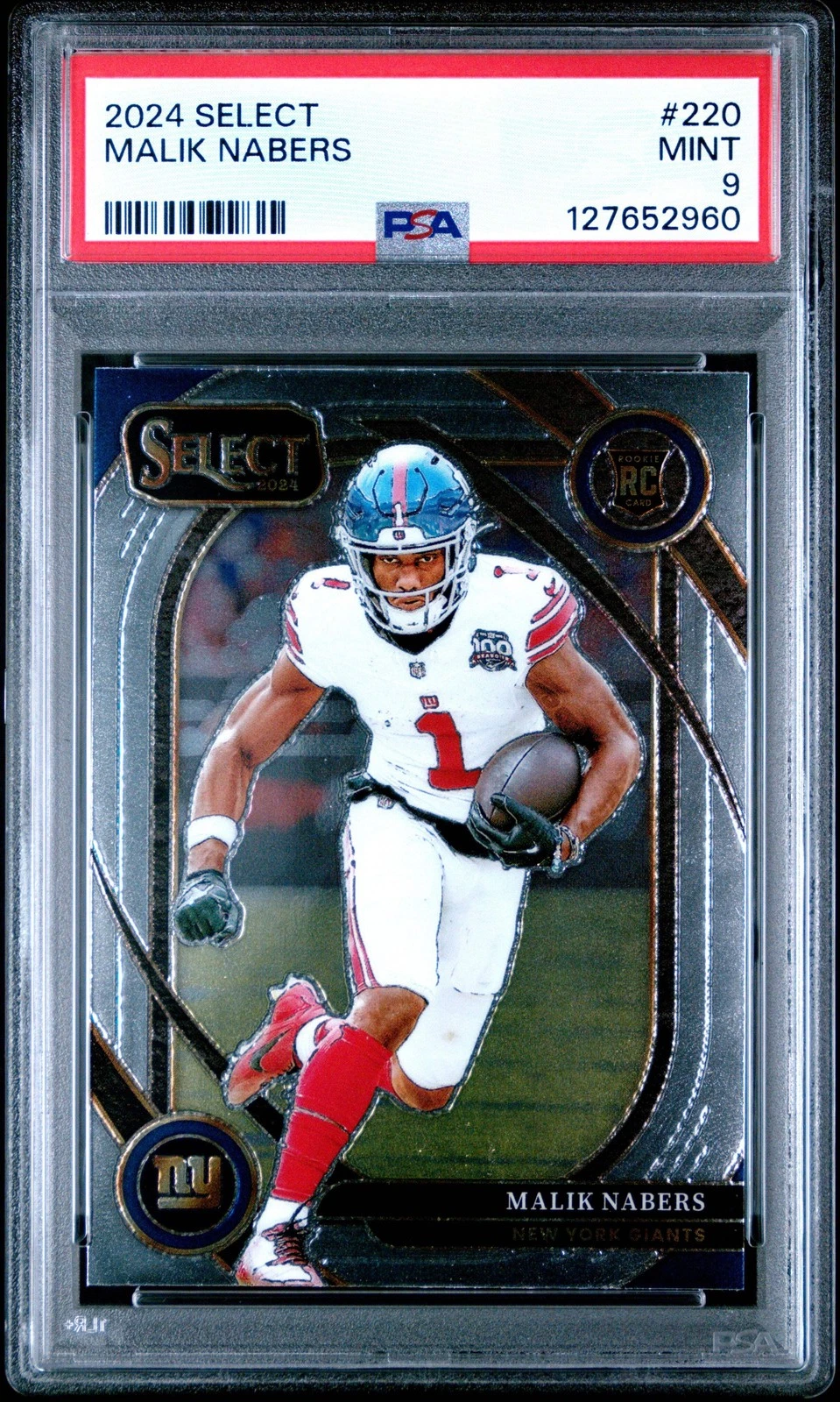 Graded 2024 Panini Select Malik Nabers #220 Rookie RC Football Card PSA 9 Mint
