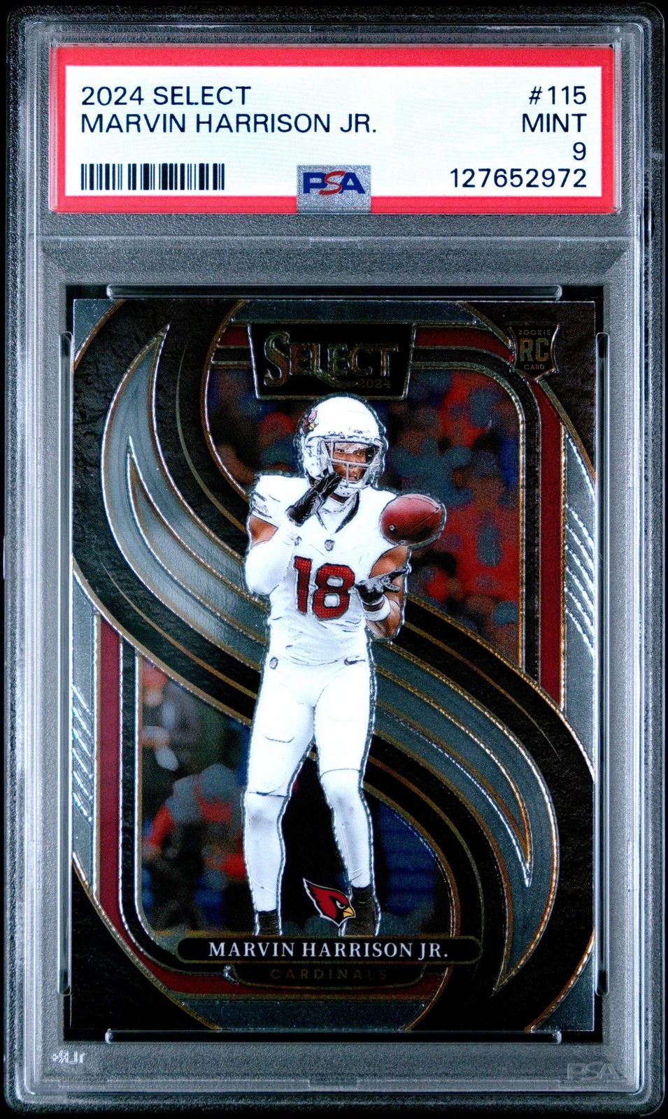 Graded 2024 Panini Select Marvin Harrison Jr. #115 Rookie RC Football Card PSA 9