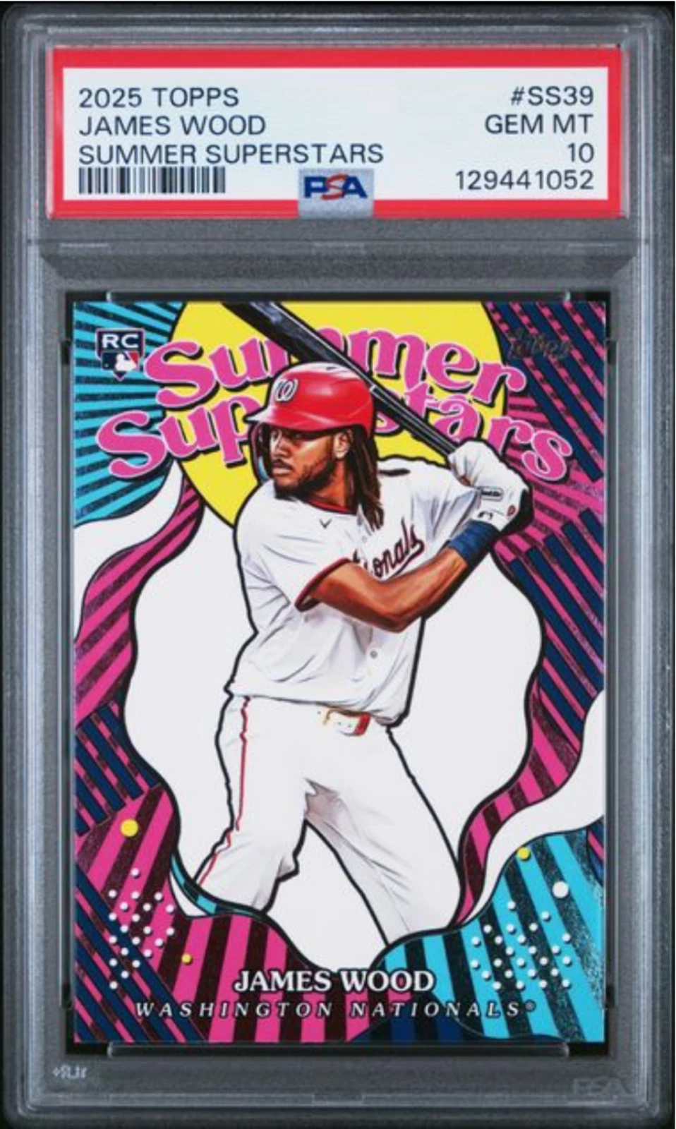 Graded 2025 Topps James Wood #SS39 Summer Superstars Rookie Baseball Card PSA 10
