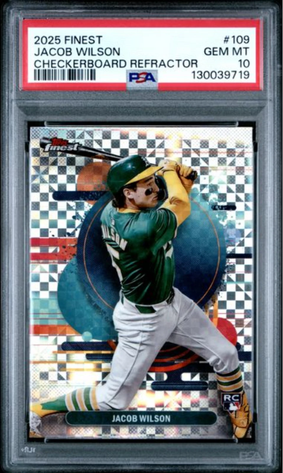 Graded 2025 Topps Finest Jacob Wilson #109 Checkerboard Refractor RC Card PSA 10