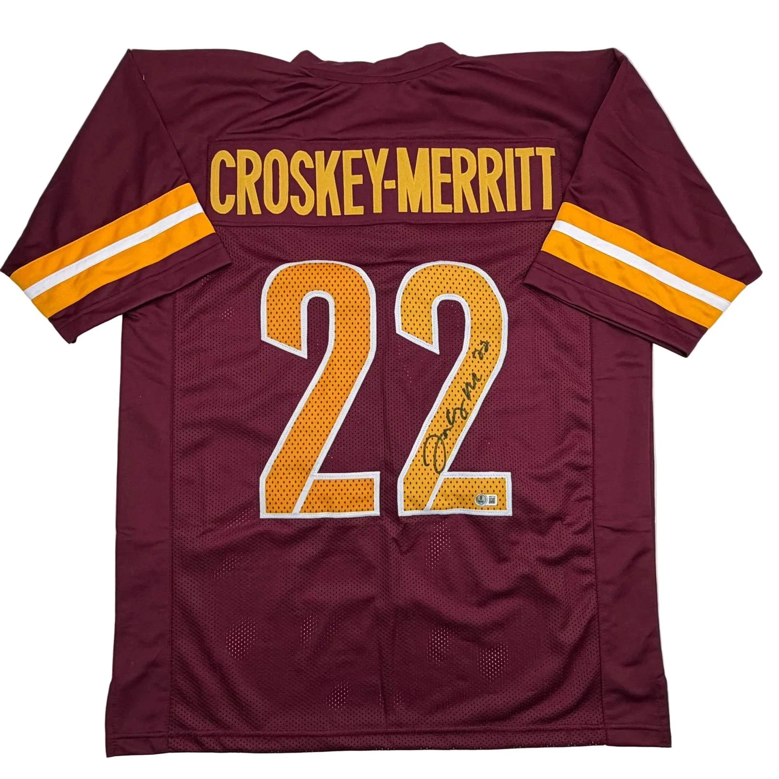 Autographed/Signed Bill Jacory Croskey-Merritt Washington Jersey Beckett BAS COA