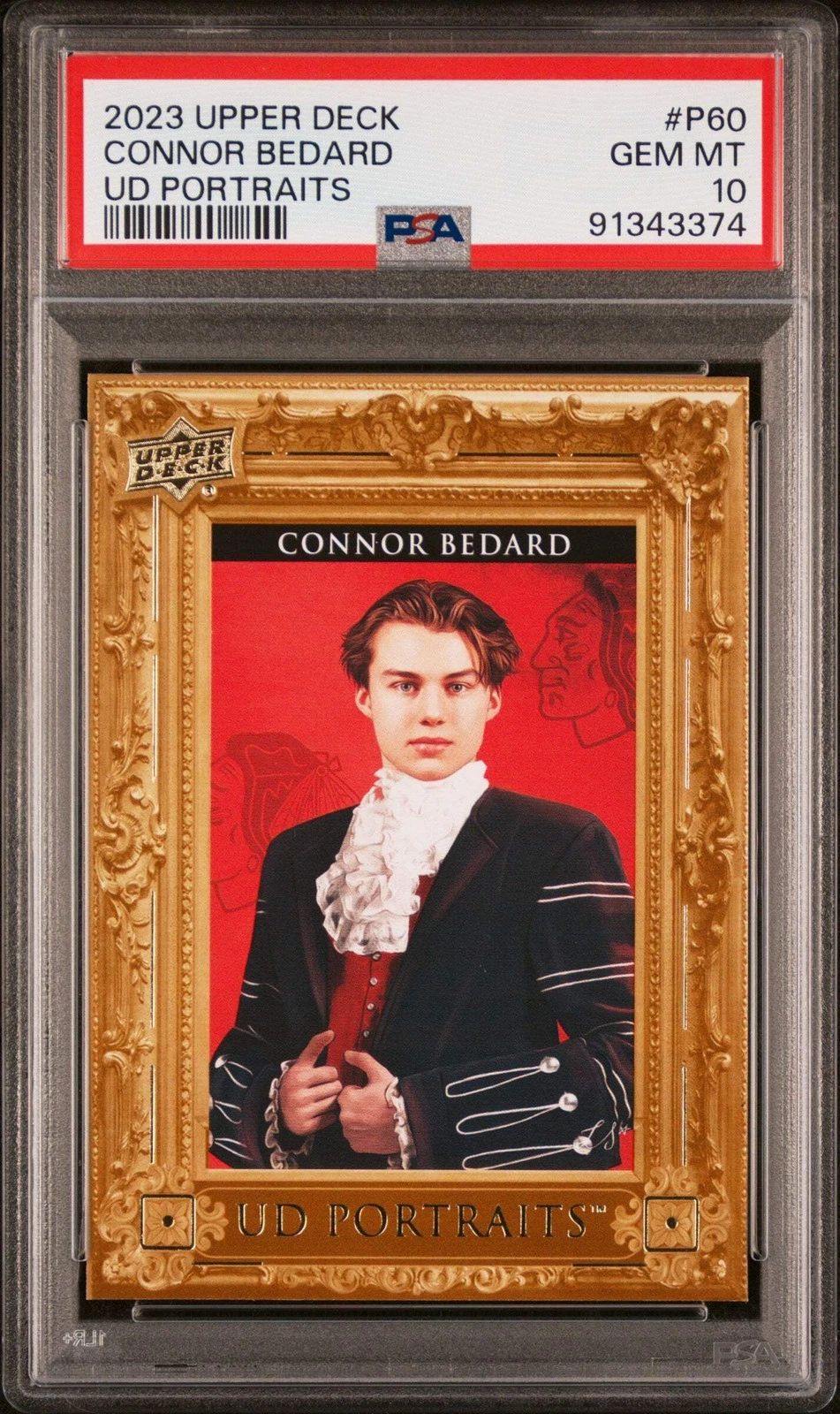 Graded 2023 Upper Deck Connor Bedard #P60 UD Portraits Rookie Hockey Card PSA 10
