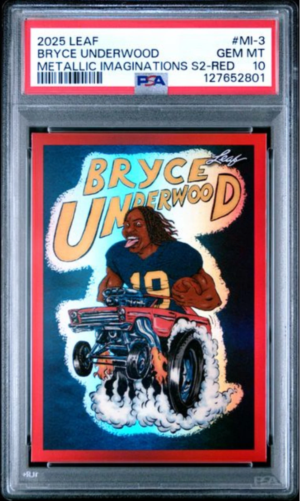 Graded 2025 Leaf Bryce Underwood #MI3 Metallic 2 Red /199 Rookie Card PSA 10