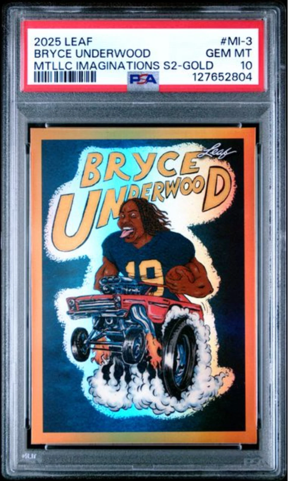 Graded 2025 Leaf Bryce Underwood #MI3 Metallic 2 Gold /99 Rookie RC Card PSA 10