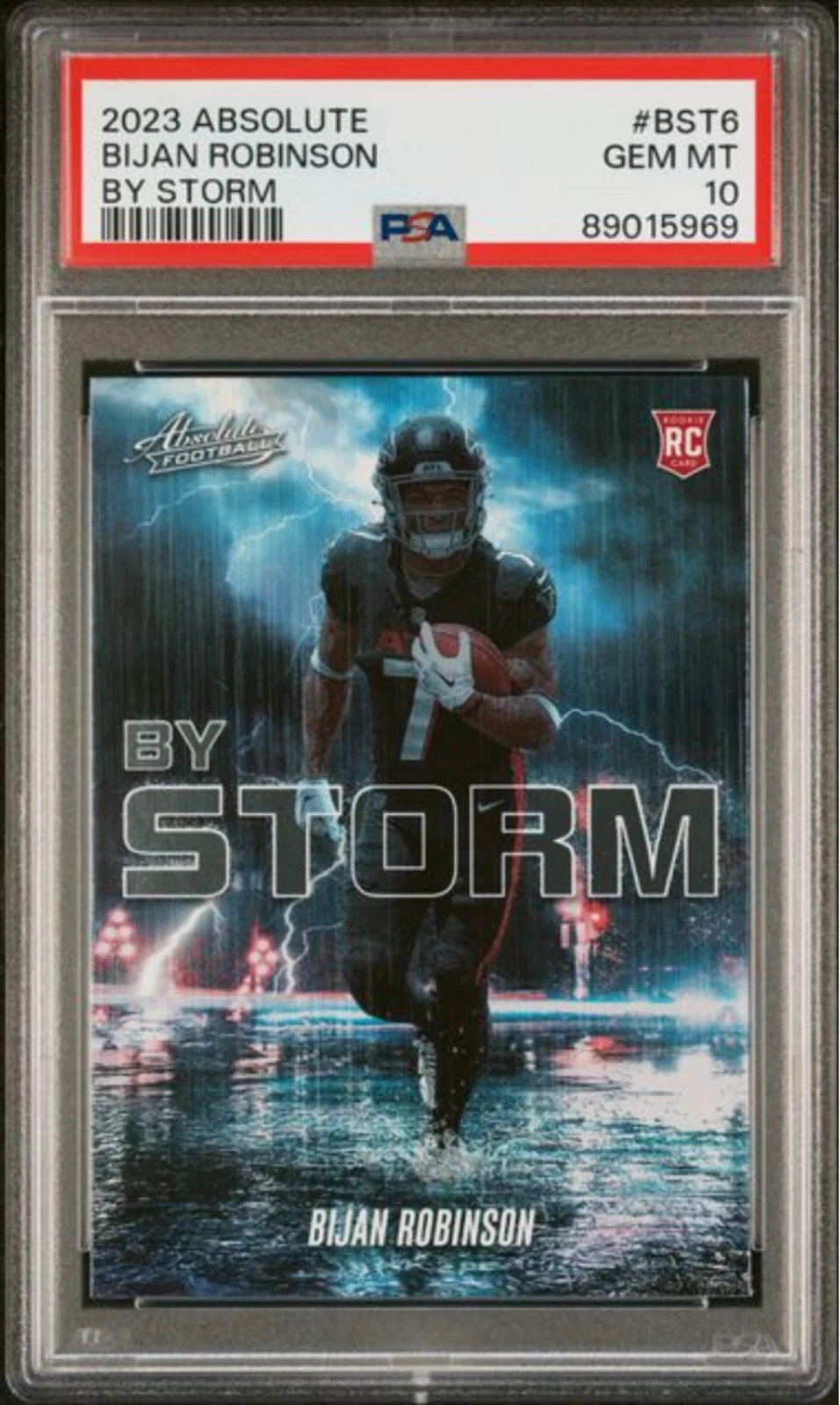Graded 2023 Panini Absolute Bijan Robinson #BST6 By Storm Rookie Card PSA 10