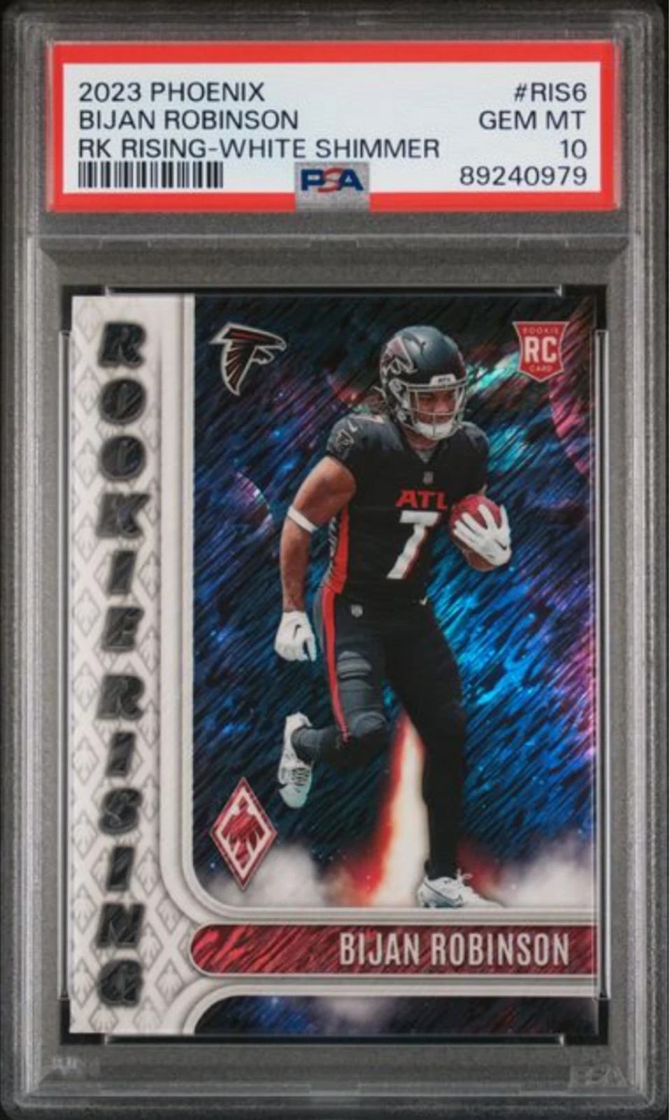 Graded 2023 Panini Phoenix Bijan Robinson #RIS6 White Shimmer Rookie Card PSA 10