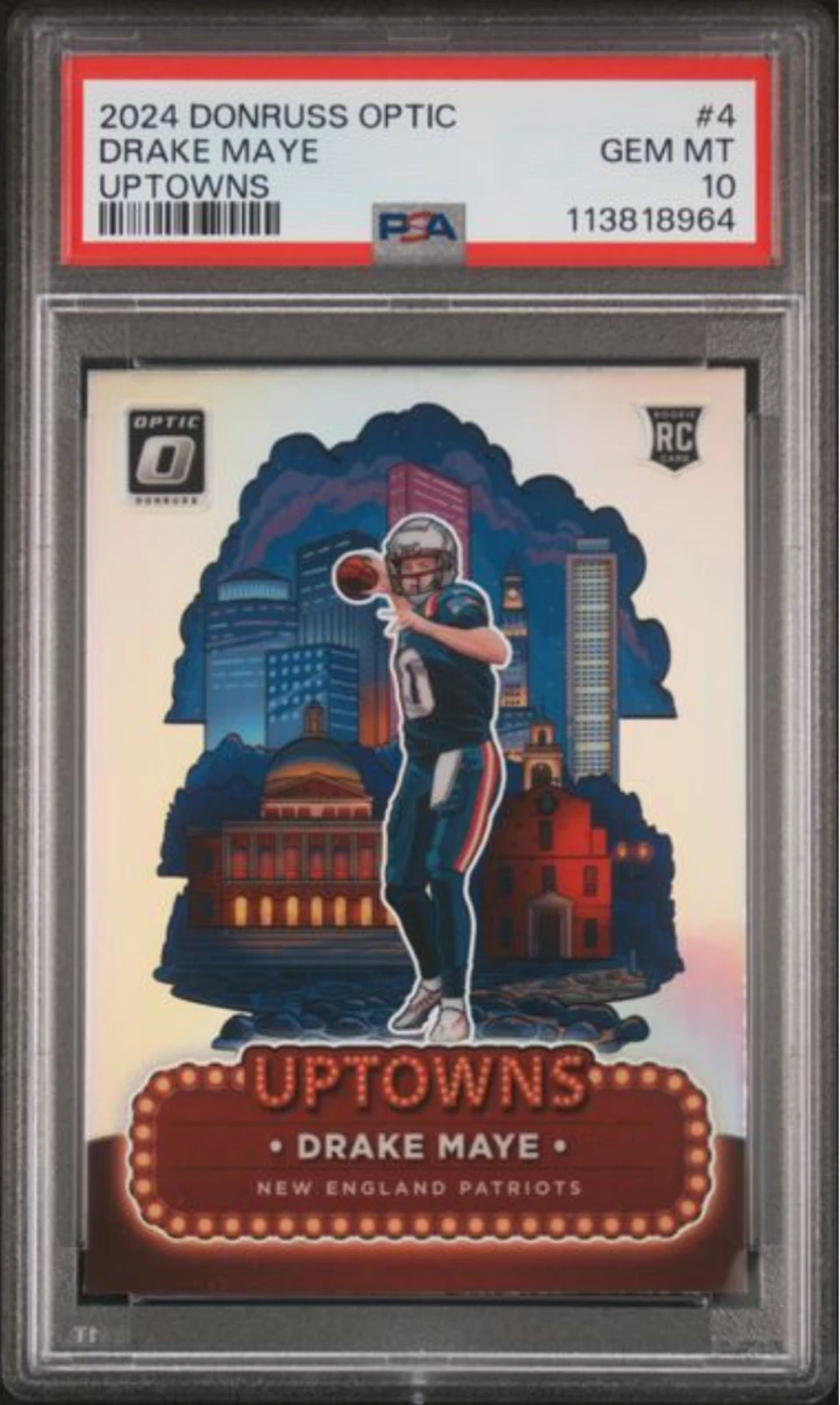 Graded 2024 Panini Donruss Optic Drake Maye #4 Uptowns Rookie Card PSA 10 Mint