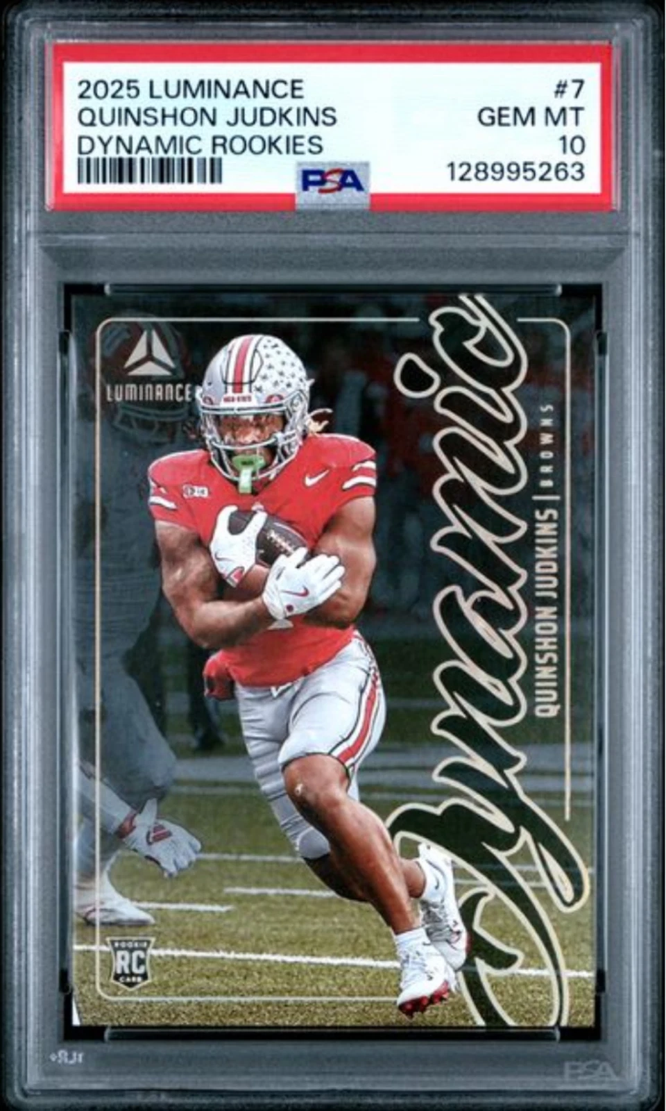 Graded 2025 Panini Luminance Quinshon Judkins #7 Dynamic Rookie Card PSA 10