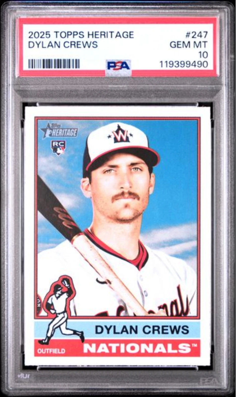 Graded 2025 Topps Heritage Dylan Crews #247 Rookie RC Baseball Card PSA 10 Mint
