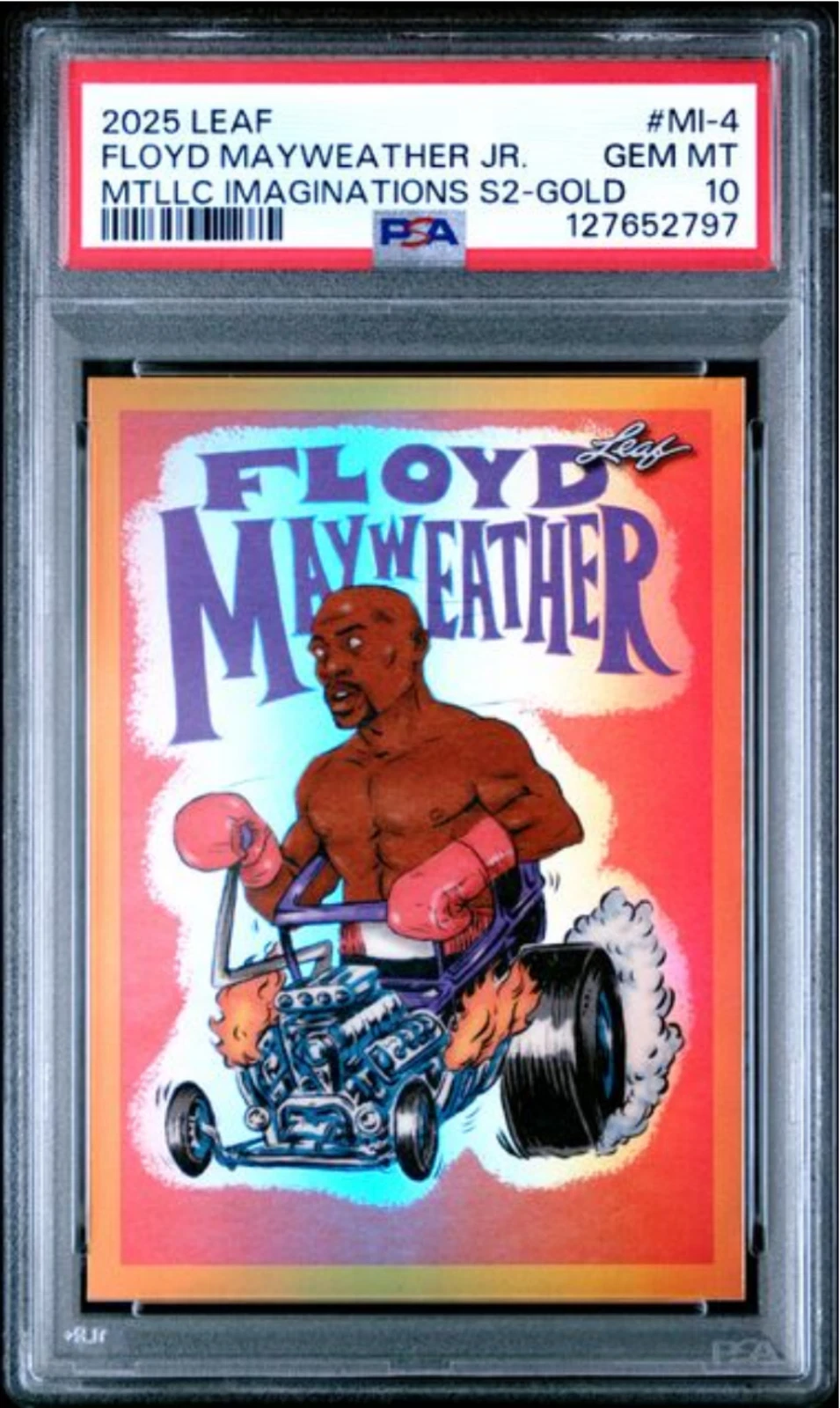 Graded 2025 Leaf Floyd Mayweather Jr #MI4 Metallic Series 2 Gold /99 Card PSA 10